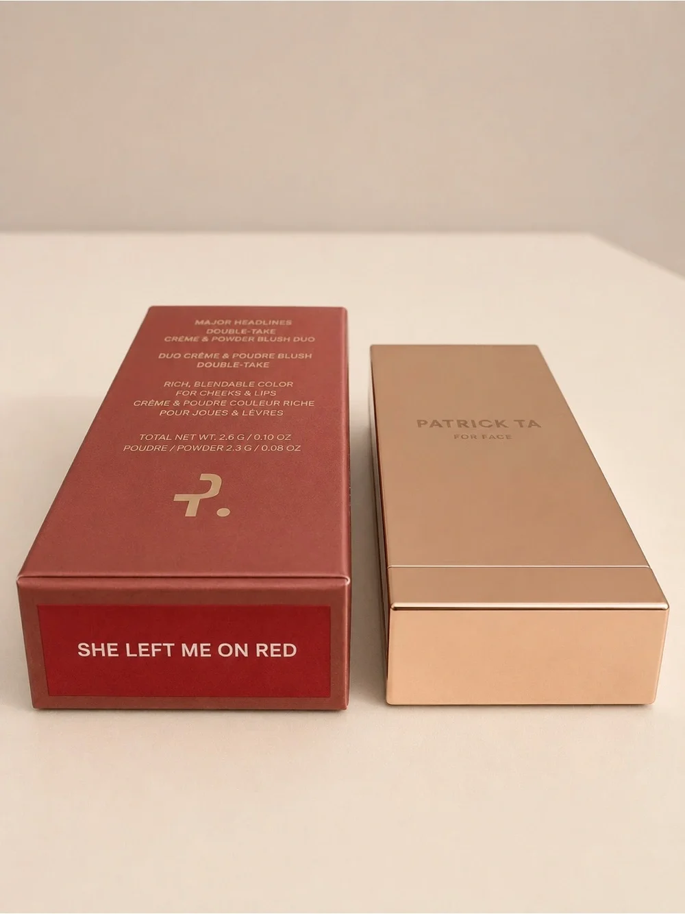 Patrick Ta Double-Take Creme & Powder Blush Duo — she left me on red . Mini
